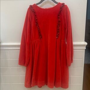 Mini Boden Red Dress with Sparkle and Ruffle Accents